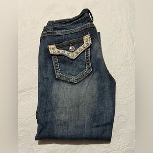 Machine Denim Jeans with Contrast Stitching